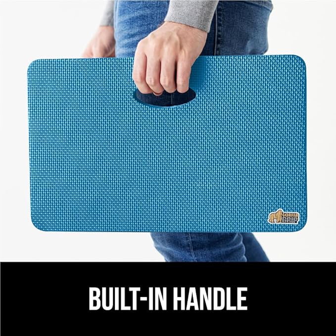 GORILLA GRIP Extra Thick Patent Pending Supportive Foam Kneeling Pad, Large Cushion Knee Pads for Gardening, Baby Bath Time, Dirt and Water Resistant, Workout and Garden Supplies, 17.5x11, Blue