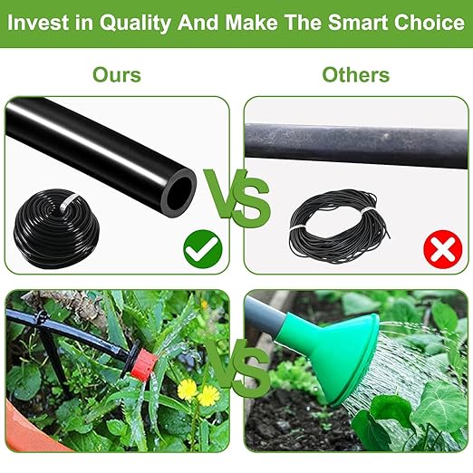 98FT Drip Irrigation System, Micro Garden Drip Irrigation System with 1/4 inch Tubing & Adjustable Misting Nozzle Sprinkler, Automatic Watering System for Greenhouse, Yard, Lawn, Plant