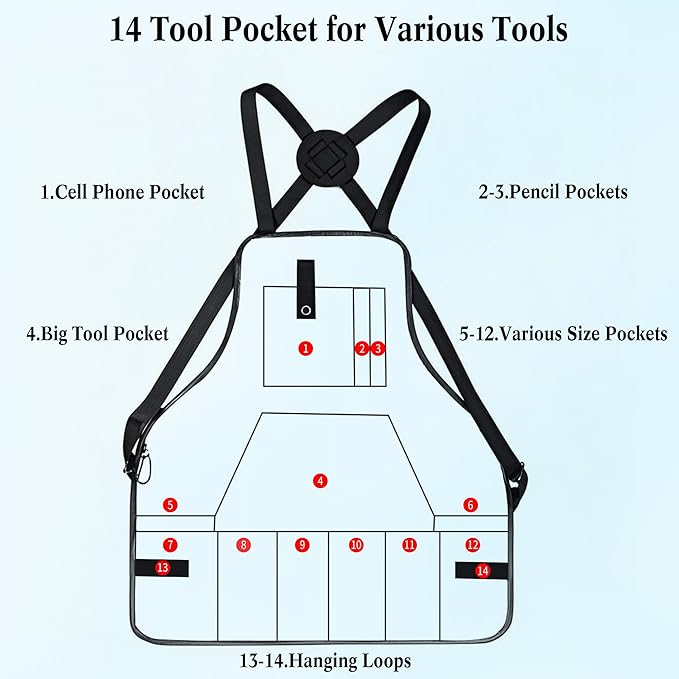 Gardening Apron, Garden Apron for Women with Pockets, Waterproof 600D Heavy Duty Cross Back Work Tool Aprons for Men Gardeners Painting