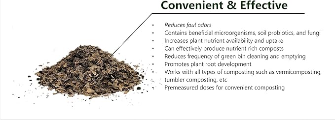 A Compost Starter/Accelerator Which Help to Reduce Kitchen Waste Odor and Convert Yard Waste to Fertile Humus for All Composting Systems. Comes in 1 Package That Contains 4 Packets Inside