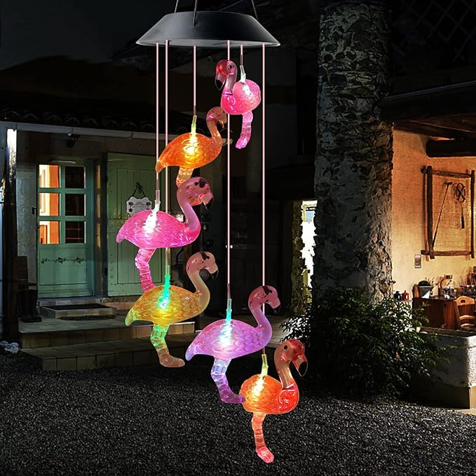 Flamingo Wind Chime, Bird windchimes, Solar Wind Chimes, Flamingo Decor, Wind-Chime Outdoor, Flamingogifts for Women, Gifts for Women, Mom Gifts, Gardengifts, Gardendecor, Yard Decor.