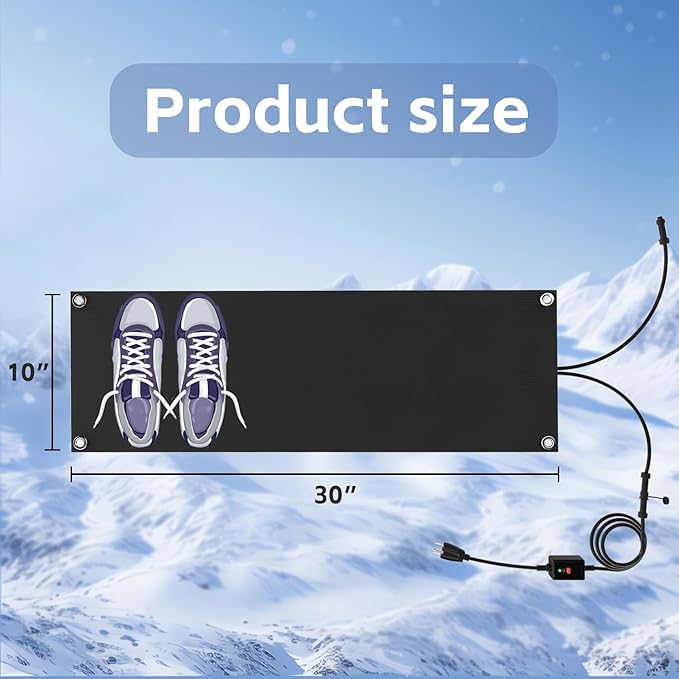 Snow Melting Mats, Heated Outdoor Mats for Walkways, Electric Snow Melting Mats for Decks and Sidewalks, Trusted No-Slip Snow and Ice Melt Heated Sidewalk Mat (10 x 30) 3PCS