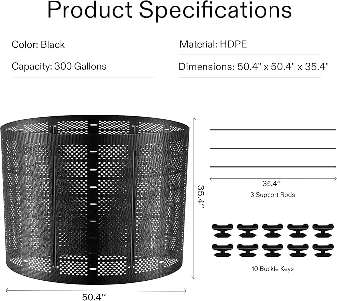 VIVOSUN 300 Gallon Outdoor Compost Bin, Expandable Composter, Easy to Setup & Large Capacity for Backyard, Lawn (Black with Gloves) (Pack of 2)