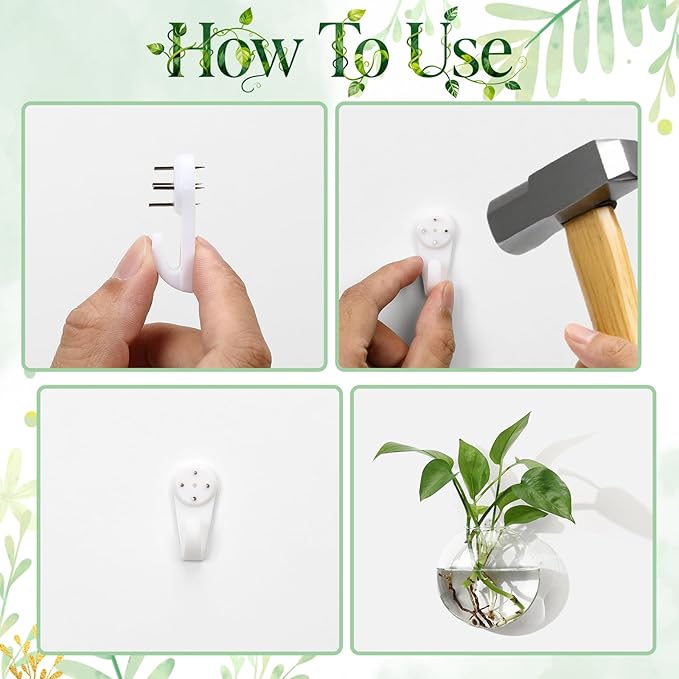 4Pcs Wall Hanging Planter Propagation Stations Glass Terrariums Vase for Hydroponics Plants, Bathroom, Home Office Living Room Decor Gift