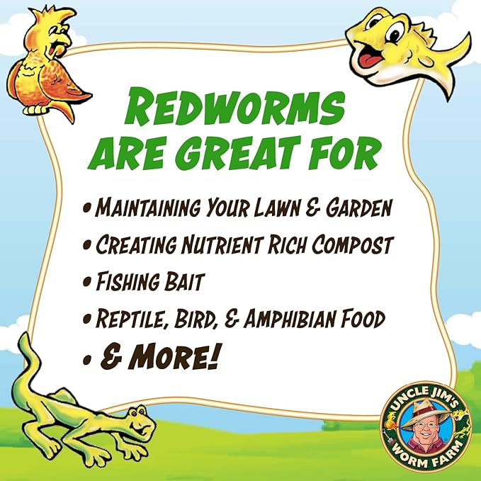 Uncle Jim's Worm Farm 100 Count Red Wiggler Composting Worms Mix for Garden Soil or Fishing | Starter Pack of Compost Worms Improves Soil Structure and Quality for Healthier Gardens