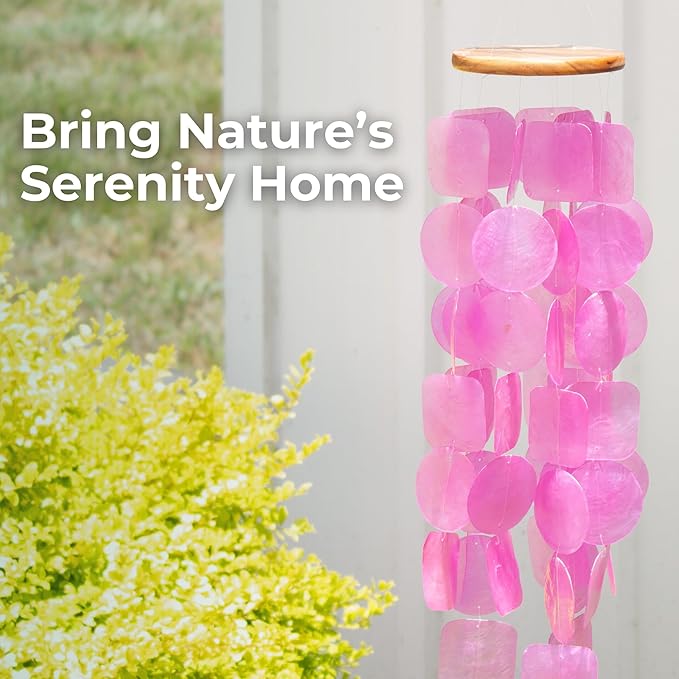 Solange & Frances Wind Chimes for Outdoors, Gifts for Mom, Wind Chimes for Outside and Outdoor Decor, Pink Decor for Women, Birthday Gifts for Women