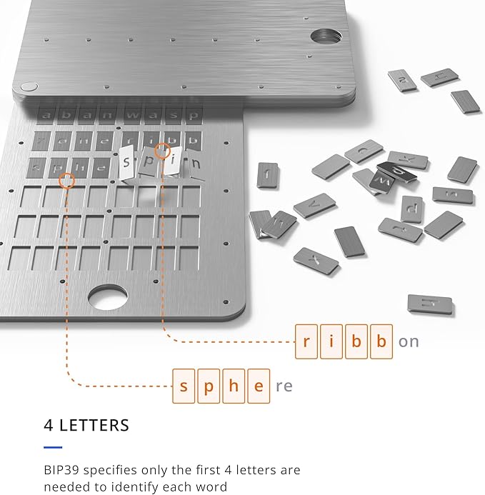 KEYSTONE Crypto Seed Storage, Crypto Steel Capsule Metal Wallet, Cold Storage Backup, 24 Words Bitcoin Key Phrase Storage, Steel Plate, Compatible with Ledger, Trezor, KeepKey (Keystone Tablet Plus)