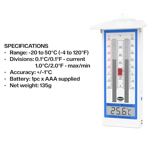 Digital Greenhouse Thermometer - Max Min Thermometer for Greenhouse or Garden Maximum and Minimum Temperatures Indoor Outdoor Greenhouse Accessories