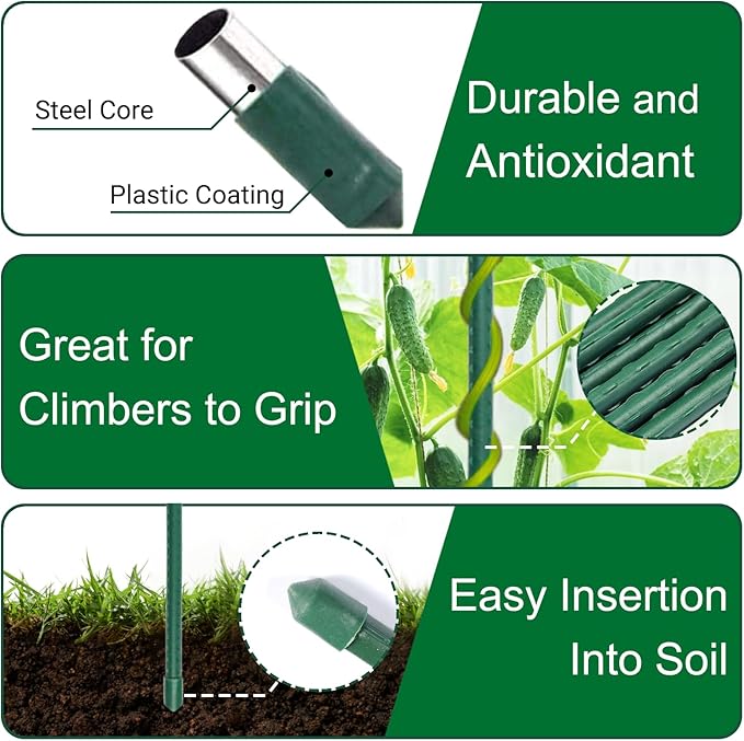 Garden Stakes 48 Inches Steel Plant Stakes Tomato Stakes 4ft Pack of 25