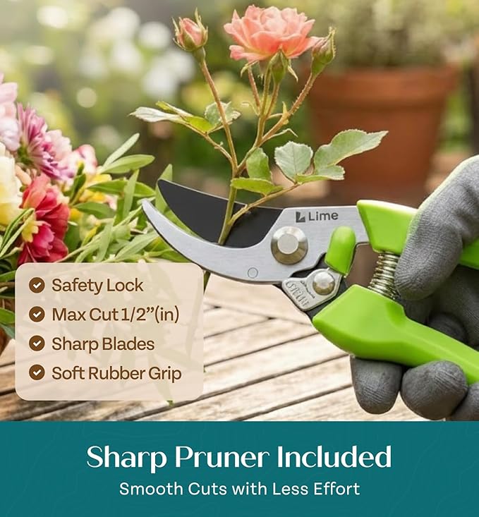 GROWIT Heavy Duty Gardening Tools - Gardening Gifts for Women, Men, Mom, Dad - Durable, Ergonomic Garden Tools Set