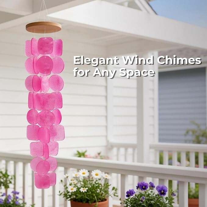 Solange & Frances Wind Chimes for Outdoors, Gifts for Mom, Wind Chimes for Outside and Outdoor Decor, Pink Decor for Women, Birthday Gifts for Women