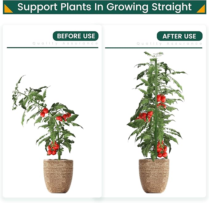 48 Inch 4 Ft Plant Support Garden Stakes 25 PCS, Sturdy Steel Plastic Coated Sticks for Outdoor Growing Climbing, Tomato, Trees, Cucumber, Beans