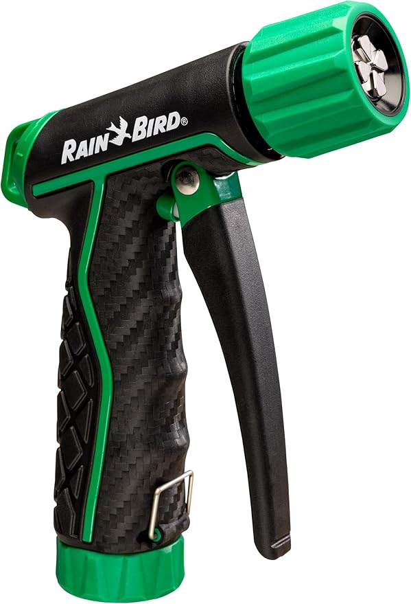 Rain Bird TRNZLADJFT Pistol Grip Front Trigger Garden Hose Nozzle, Carbon Fiber Texture, Adjustable Spray Patterns