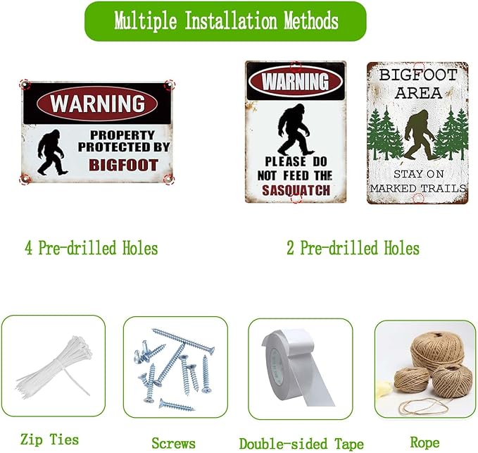 Big Foot Sasquatch Gifts,Private Property Metal Sign, Warning Property Protected by Bigfoot for Outside,Garden,Forest,Yard Decor,12x8 Inches