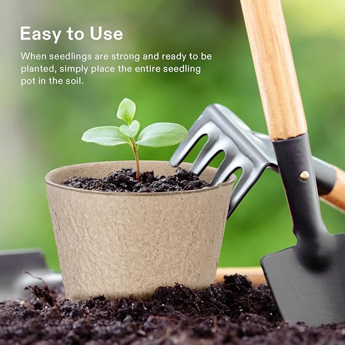 VIVOSUN Peat Pots, 60 Packs 3.15-Inch Seed Starting Pots with Drainage Holes, Round Nursery Pot, 20 Plant Labels for Flowers, Plants, Vegetables, 60Pcs