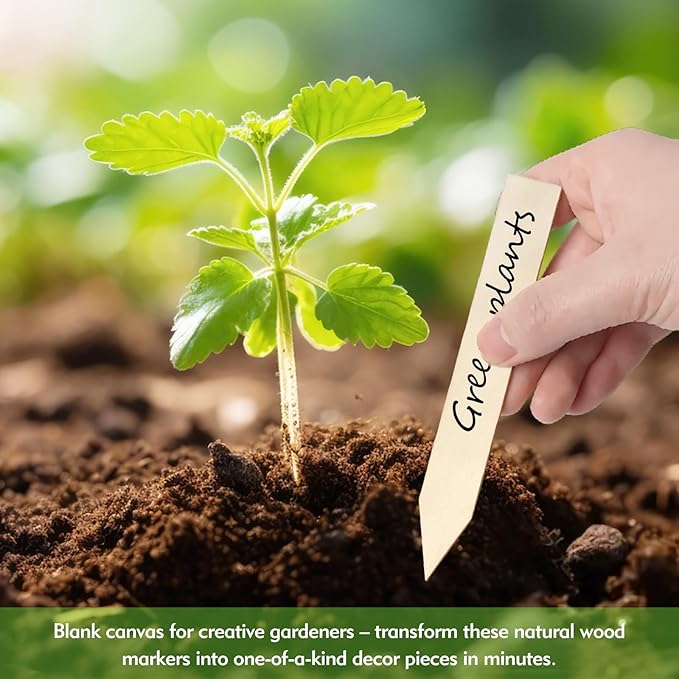 30Pcs Wooden Plant Labels, Outdoor Indoor Garden Markers and Name Tags for Seedlings Flowers Vegetables - Reused Waterproof Plant Label Stakes, 6 x 0.78in