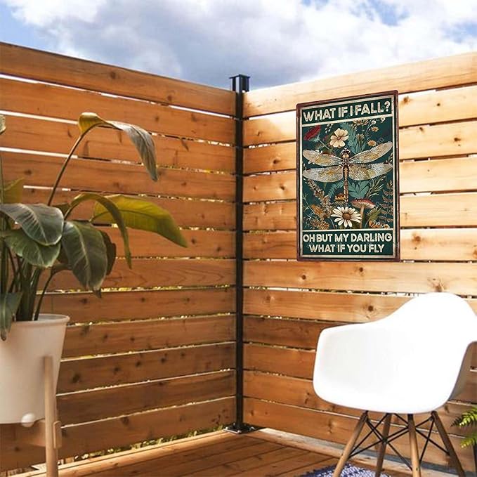 Funny Metal Signs Dragonfly What If I Fall Oh But My Darling What If You Fly Vintage Tin Sign Retro Hippie Room Wall Decor for Home Bedroom 8×12 Inches