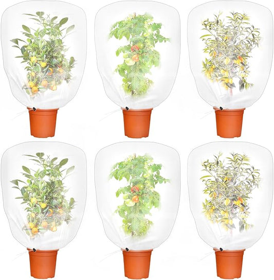 6 Pack Bird Netting for Garden Protection,Garden Netting Pest Barrier with Drawstring,3.3Ft x 2.6Ft Plant Covers Insect Bird Barrier Netting Mesh for Vegetables,Friut,Tree,Blueberry,Bushes,Tomato