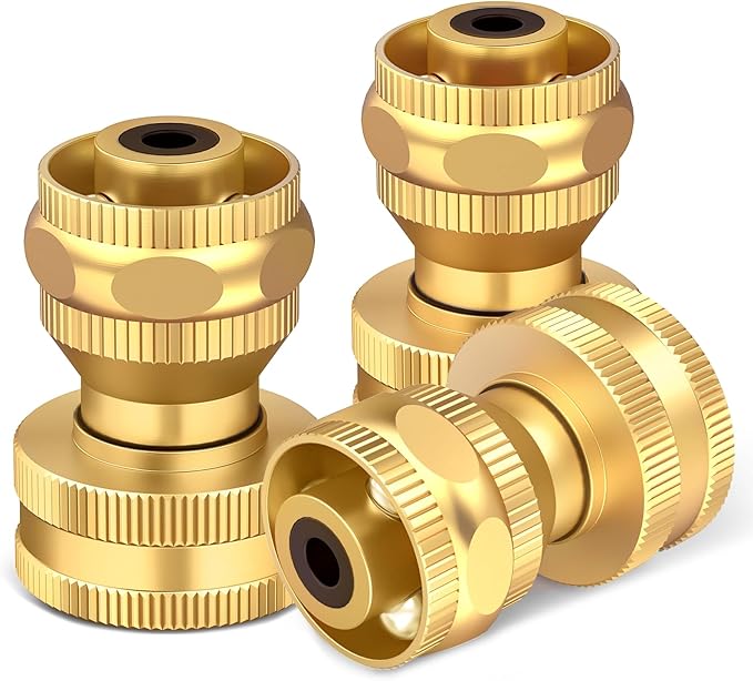 Twinkle Star Brass Hose Nozzle 3 Pack, Heavy Duty Brass Nozzle Power, Adjustable Twist Pressure Sprayer for Garden