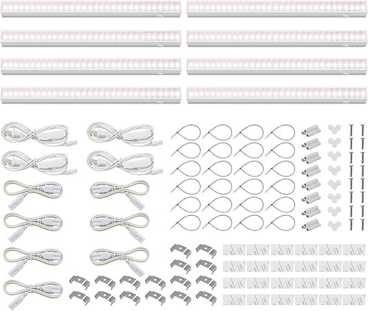 Barrina T5 Grow Lights, Full Spectrum Sunlight for Indoor Plants, 1ft Plant Light for Indoor Growing, LED Grow Light Bulbs, T5 Grow Light Strip, Plug and Play, Pinkish White, 8-Pack