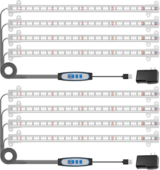 Wiaxulay Grow Lights for Indoor Plants, Full Spectrum, 6000K LED Plant Grow Light Strips, Grow Lamp with Auto On/Off 6/12/16H Timer, 5 Dimmable Levels, 3 Switch Modes for Hydroponics Seedling