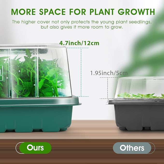 Seed Starter Tray with Grow Light, 96-Cell Seed Starter Kit, Seedling Starter Trays with Humidity Domes, Automatic Timer, Adjustable Light Indoor Gardening Plant Germination Trays