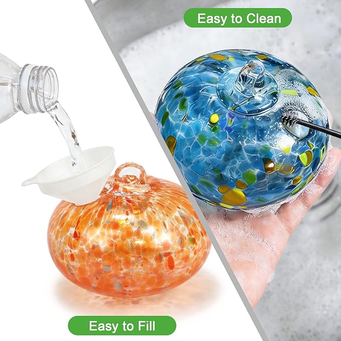 Glass Hummingbird Feeder Wind Chimes for Outdoors Hanging, Hand Blown Glass with 6 Glass Balls, Leak-Proof & Bee Proof for Outdoor Garden Decor for Bird Lovers