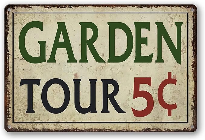 Garden Tin Sign Outdoor Gardening Metal Signs, Garden Tours 5 Cents, Retro Hummingbird Welcome Sign Decorative Flower Sign Cute Signs Vintage Secret Decor Farm Home Decor Wall Personalized 12×8 Inch
