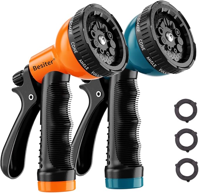 Garden Hose Nozzle Sprayer: 2 Pack 10 Watering Patterns Spray Nozzles Heavy Duty Hose Head Hose Attachment
