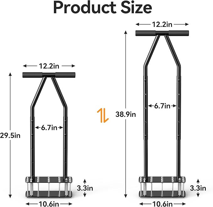Manual Lawn Aerator Tool - 15 Heavy-Duty Steel Spikes, Ergonomic Padded Handle, Spring-Loaded Auto-Clean Design, Pre-Assembled for Soil Loosening & Lawn Health, Garden/Yard Aeration Tool