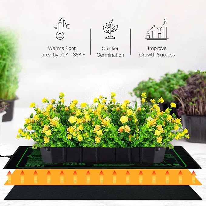 Upgrade Version 2PK Seedling Heat Mat with ETL Listed,Warm Hydroponic Heating Pad for Seed Starting,Indoor Gardening,Brewing and Greenhouses,Durable Waterproof Black Plant Heat Mat