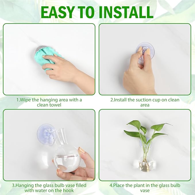 6 pcs Window Propagation Stations, Easy to Install Plant Propagation Bulbs with Suckion Cups, No Nails Wall Hanging Planter Propagation Station, Glass Plant Terrarium Vase