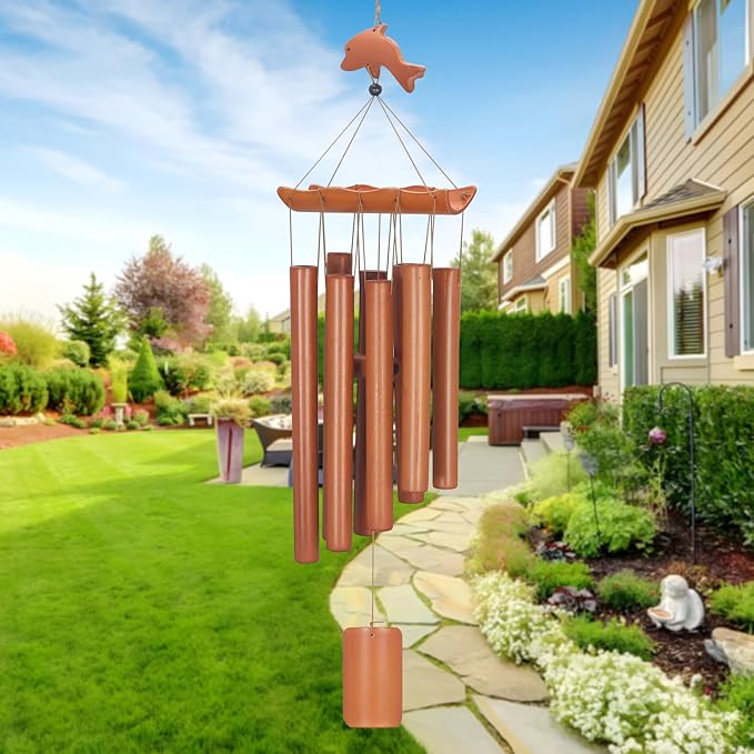 Wind Chimes for Outside, Sympathy Wind Chimes Bamboo Windchimes Outdoors with Natural Sounds, Gifts for Mom, Indoor Outdoor Decorations for Patio Porch Garden and Backyard