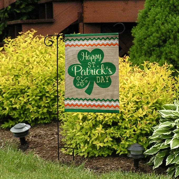 St. Patrick's Day Clover Burlap Garden Flag Shamrock 12.5" x 18" Briarwood Lane