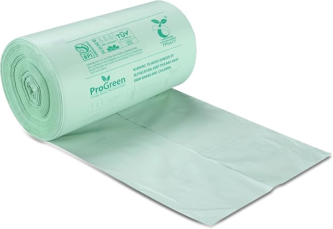 ProGreen Compostable Trash Bags 3 Gallon, Extra Thick 0.71 Mil, 100 Count, Small Kitchen Compost Bin Bags, Food Scraps Yard Waste Bags, Compost ASTM D6400 BPI and TÜV AUSTRIA Certified