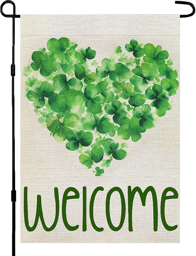 St Patricks Day Garden Flags Decor,12x18 Double Sided St. Patrick's Day Yard Outdoor Decorations Shamrock Decoration Party Anniversary House Front Yard Lawn Outside Decors Garden Flag