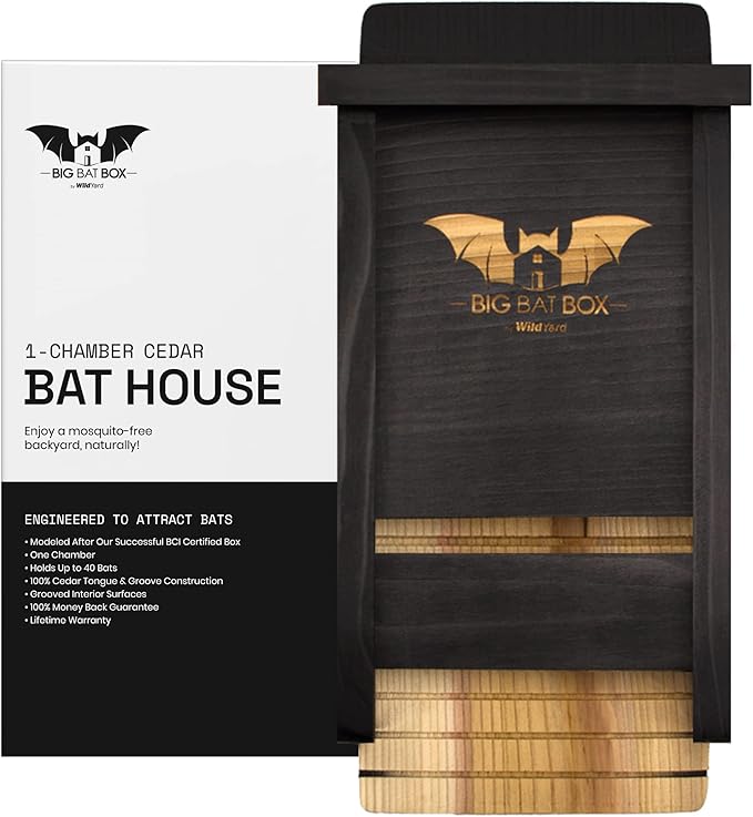 WildYard Single-Chamber Bat Box - Black Stainless Steel - Easy-to-Hang Outdoor House - Sturdy Weatherproof Bat Box - Wildlife Habitat Insect House