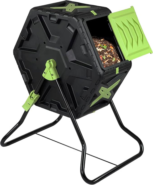 Simply Bio 21 Gallon Outdoor Compost Tumbler Bin – BPA-Free, Rotating Composting Bin for Garden, Yard, and Kitchen Waste, Fast Soil Creation, Weather-Resistant Outdoor Composter