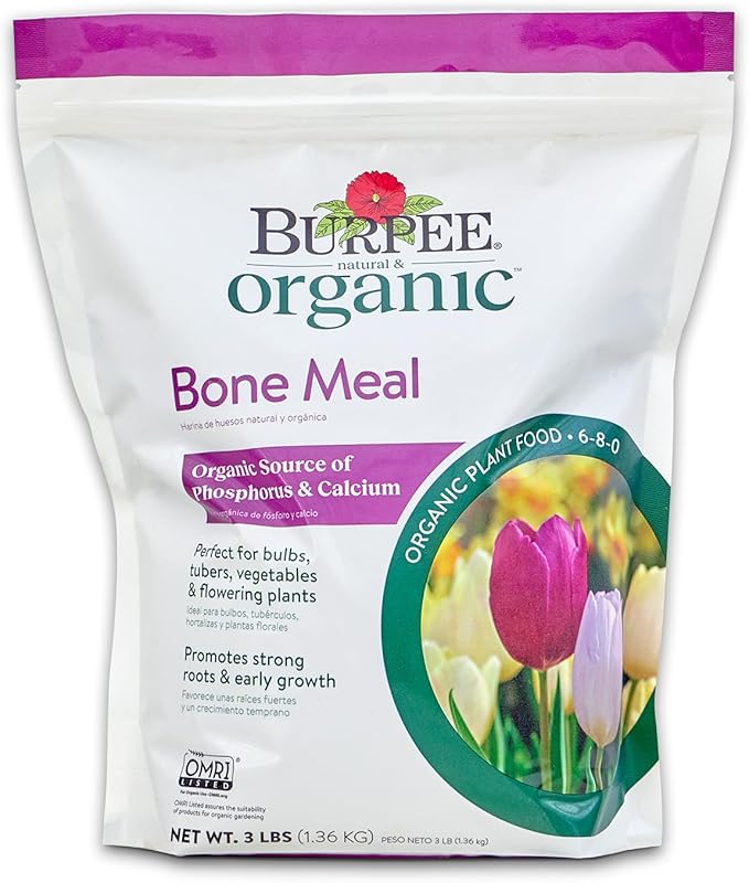 Burpee Bone Meal Fertilizer, Add to Potting Soil, Strong Root Development, OMRI Listed for Organic Gardening for Tomatoes,Peppers,and Bulbs,3 lb, (Pack of 8)