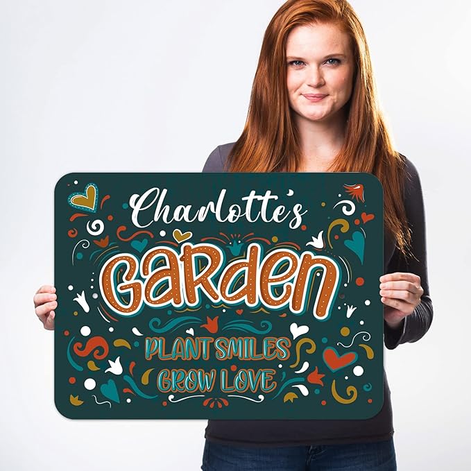 Custom Garden Signs, Personalized Sign For Garden, Mom, Her Or Girlfriend Sign, 18x24 Inches, Rust Free .063 Aluminum, Fade Resistant, Made in USA by Sigo Signs
