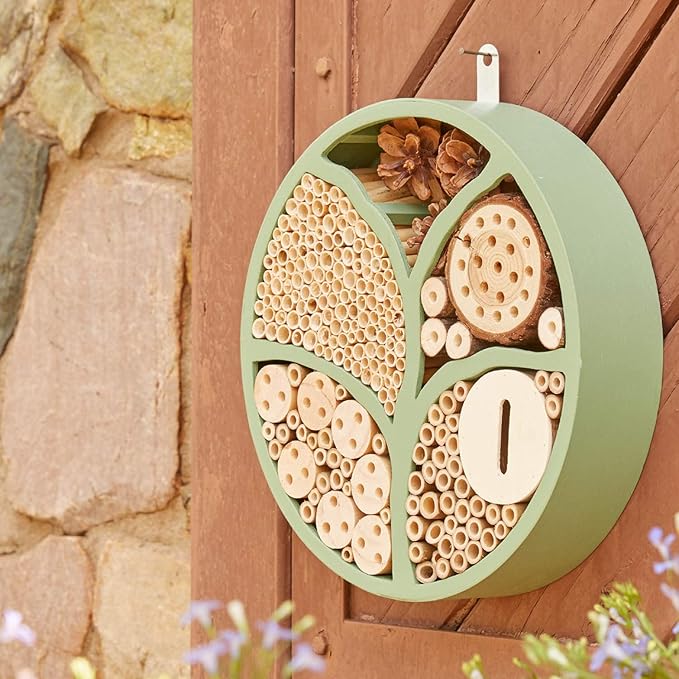 11” Woonden Multi Habitat Insect House Outdoor Garden Decorative Insect Hotels for Bee Butterfly and Beetle Tree of Life