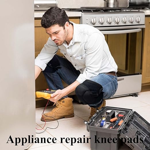 4 Pieces Work Knee Pads for Men Women, Waterproof Kneeling Cushion with Thick EVA Foam Pad for Gardeners Carpeters Floors Installation, Comfortable Adult Kneepads for Working on Floors, Black XL