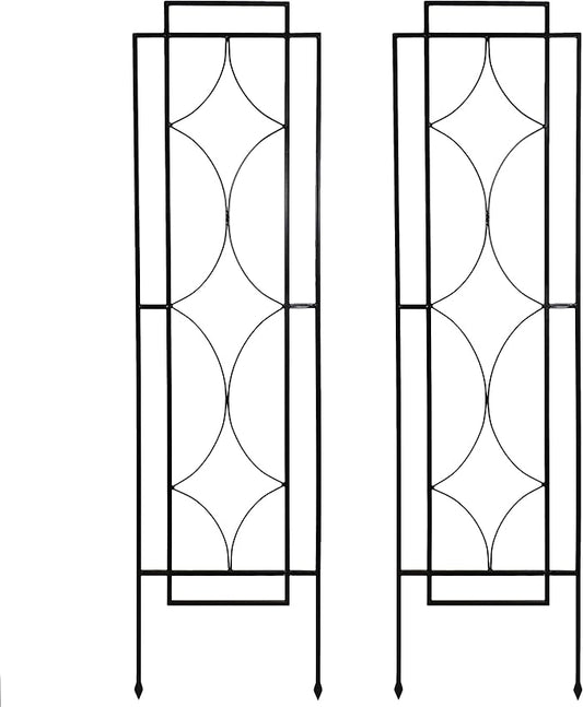 Sunnydaze 2-Piece Chic Diamonds Garden Trellis for Climbing Plants - Outdoor Decorative Metal Flower Trellis - 60-Inch Tall - Black