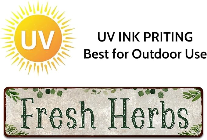 Fresh Herbs Metal Sign Country Farmhouse Home Gardener Tin Sign Decor Sign 4" x 16"