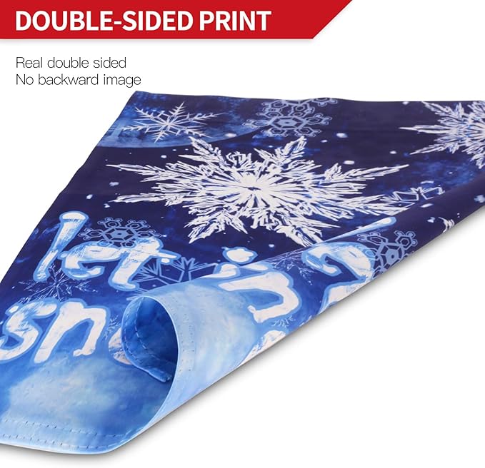 Anley Double Sided Premium Garden Flag, Winter Snowflake Let It Snow Decorative Garden Flags for Home Decor - Weather Resistant & Double Stitched Yard Flags - 18 x 12.5 Inch
