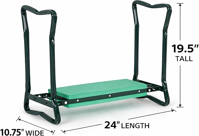 Backyard Expressions Garden Kneeler & Seat – 2-in-1 Garden Stool and Kneeler, Foldable Gardening Bench with Cushioned Pad for Weeding, Planting & Yard Work