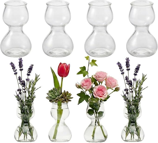 Garden Guru Plant Propagation Stations - Clear Glass Bud Vases Set of 8 - Mini Vases for Wedding Centerpieces, Cafe Décor, Tea Shop Displays - Small Hydroponic & Flower Vase