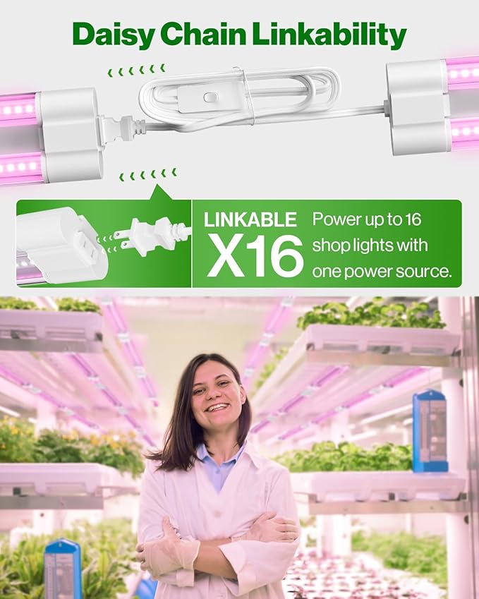 Sunco 1ft Grow Light LED, 10W, Full Spectrum, for Seed Starting, Seedling, Indoor Plants, Plug in Suspended Fixture, Link Up to 16, Inline Switch, ETL 2 Pack.