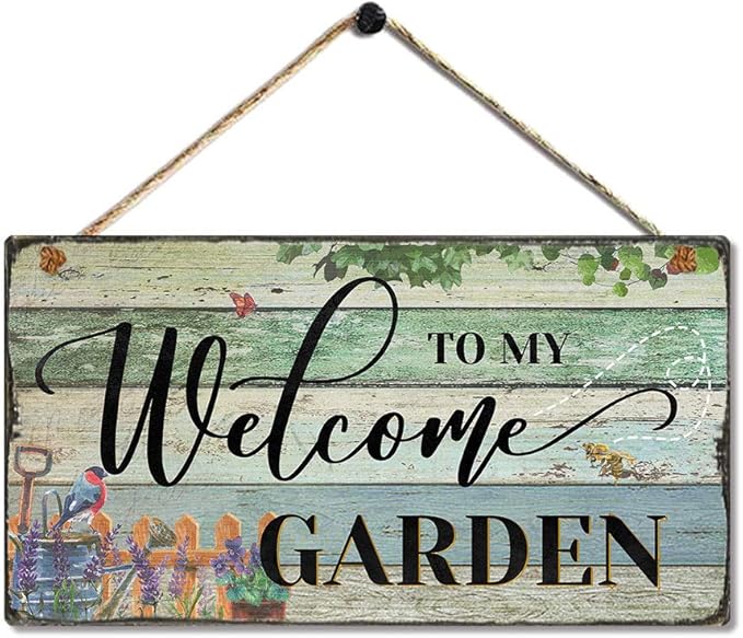 Garden Retro Vintage Wood Garden Signs Decorative Outdoor Flower Home Signs Wall Decor Lovely Motivational Quote Home Accessory Sign by 11.5"x6"