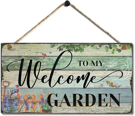 Garden Retro Vintage Wood Garden Signs Decorative Outdoor Flower Home Signs Wall Decor Lovely Motivational Quote Home Accessory Sign by 11.5"x6"
